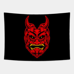 RED DEMON SANURAI MASK Tapestry