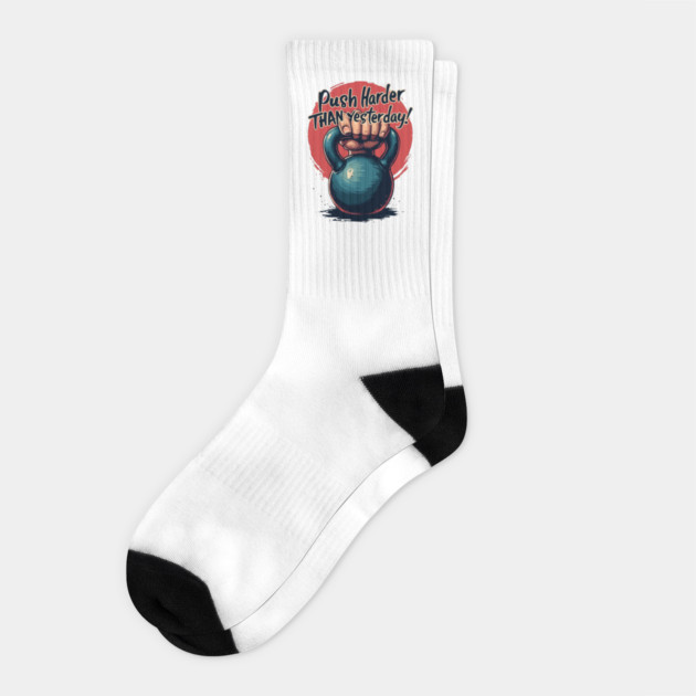 Push Harder Than Yesterday Socks by Urbanprint
