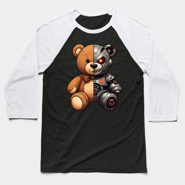 Good and Bad Robot Teddy Baseball T-Shirt by UrbanLifeApparel