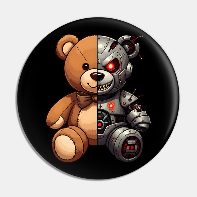 Good and Bad Robot Teddy Pin by UrbanLifeApparel