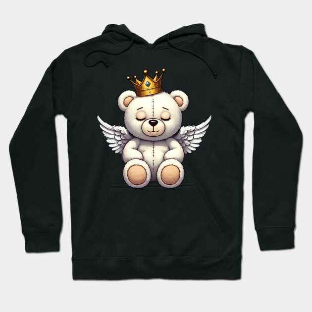 Cute Crowned Angel Teddy Bear Hoodie by UrbanLifeApparel