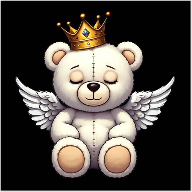Cute Crowned Angel Teddy Bear Wall Art by UrbanLifeApparel