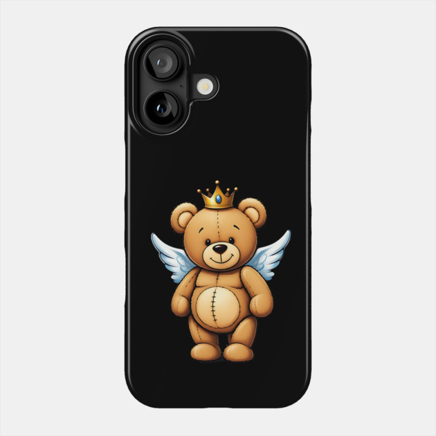 Cute Crowned Brown Angel Teddy Bear Phone Case by UrbanLifeApparel