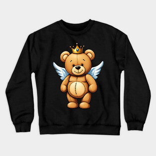 Cute Crowned Brown Angel Teddy Bear Crewneck Sweatshirt