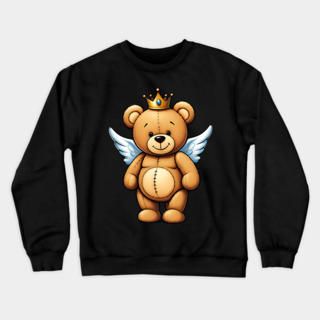 Cute Crowned Brown Angel Teddy Bear Crewneck Sweatshirt by UrbanLifeApparel