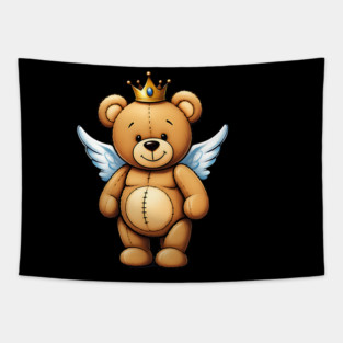 Cute Crowned Brown Angel Teddy Bear Tapestry