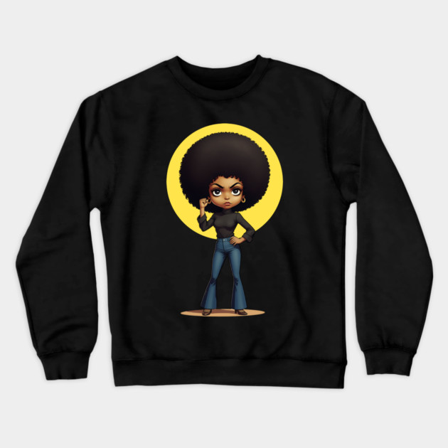 Angela Davis - Black Power Raised Fist Crewneck Sweatshirt by UrbanLifeApparel