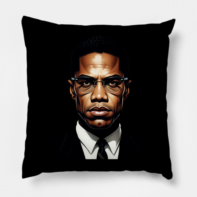 Malcolm X Portrait Pillow by UrbanLifeApparel