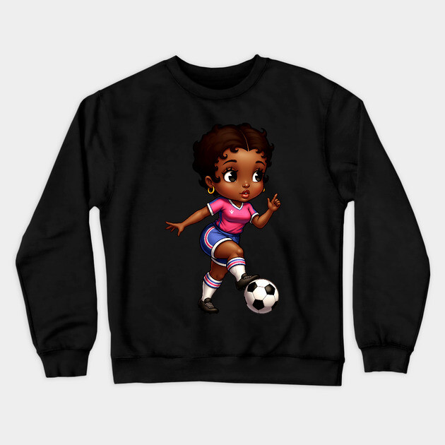 Black Girl Soccer Crewneck Sweatshirt by UrbanLifeApparel