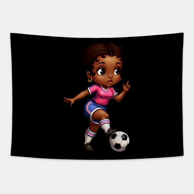 Black Girl Soccer Tapestry by UrbanLifeApparel