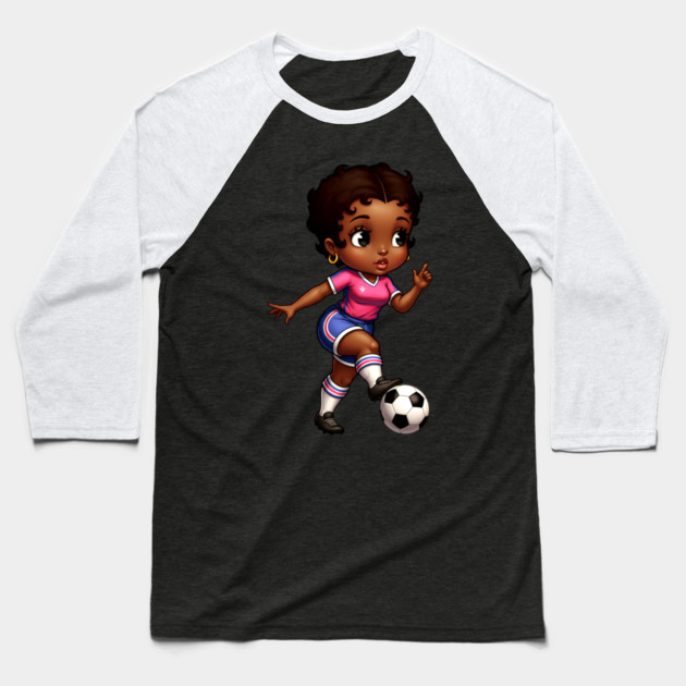 Black Girl Soccer Baseball T-Shirt by UrbanLifeApparel
