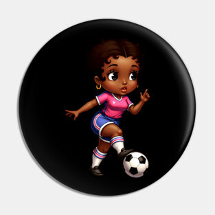 Black Girl Soccer Pin