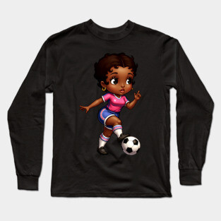 Black Girl Soccer Long Sleeve T-Shirt