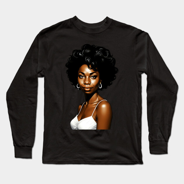 Nina Simone - White Dress Long Sleeve T-Shirt by UrbanLifeApparel