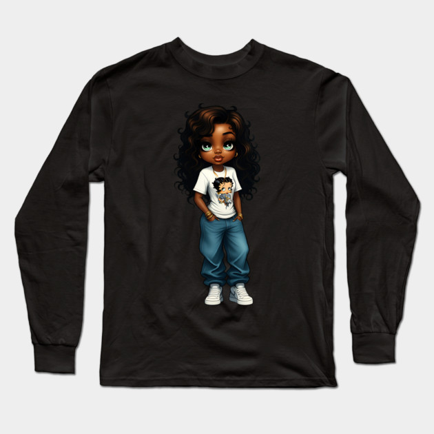 Urban HipHop Girl Woman Long Sleeve T-Shirt by UrbanLifeApparel