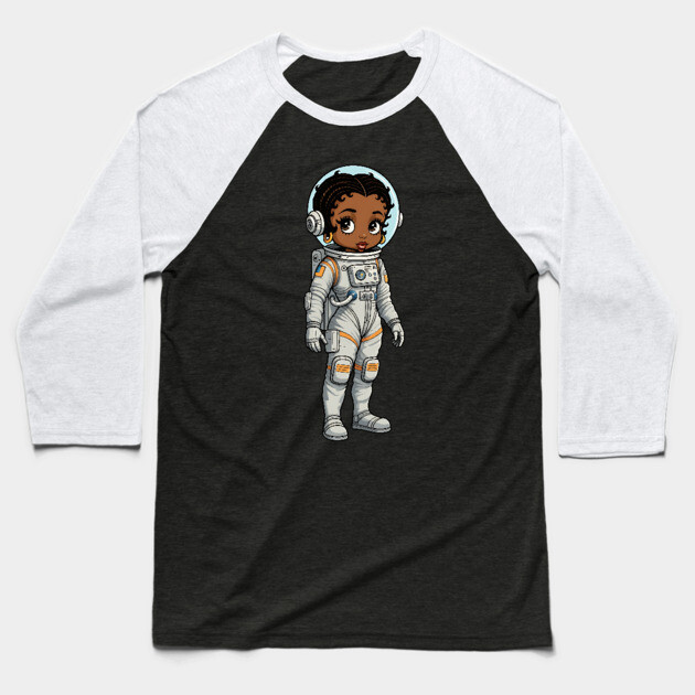 Black Girl Astronaut Baseball T-Shirt by UrbanLifeApparel