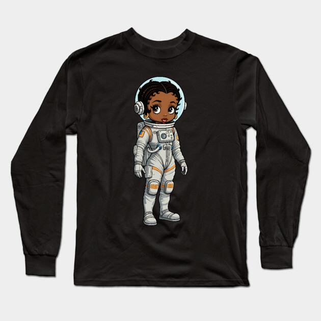 Black Girl Astronaut Long Sleeve T-Shirt by UrbanLifeApparel
