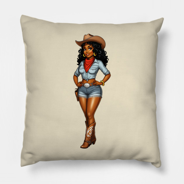 Black Cowgirl Pillow by UrbanLifeApparel