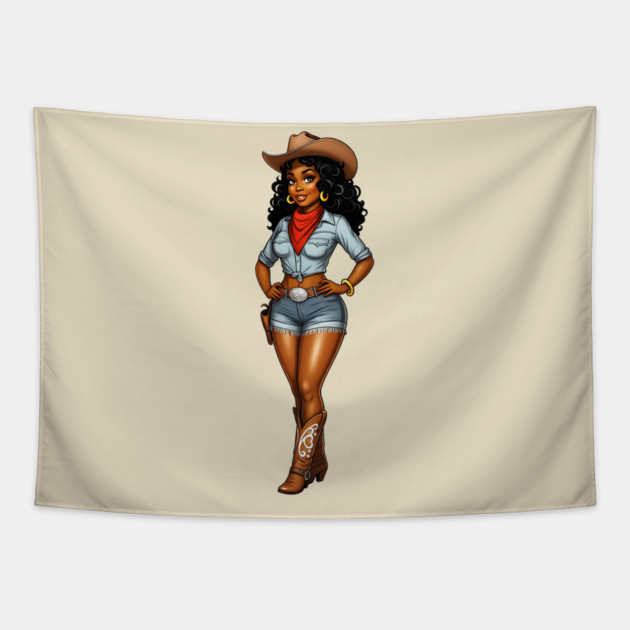 Black Cowgirl Tapestry by UrbanLifeApparel