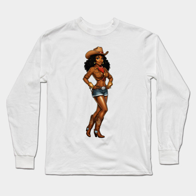 Cowgirl, Black Girl Magic Long Sleeve T-Shirt by UrbanLifeApparel