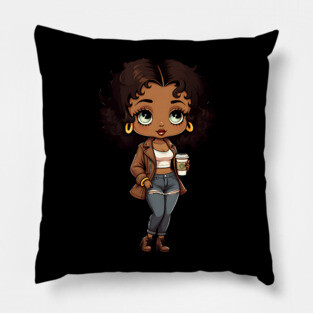 Chibi Black Girl Pillow