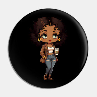 Chibi Black Girl Pin
