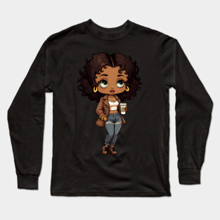 Chibi Black Girl Long Sleeve T-Shirt