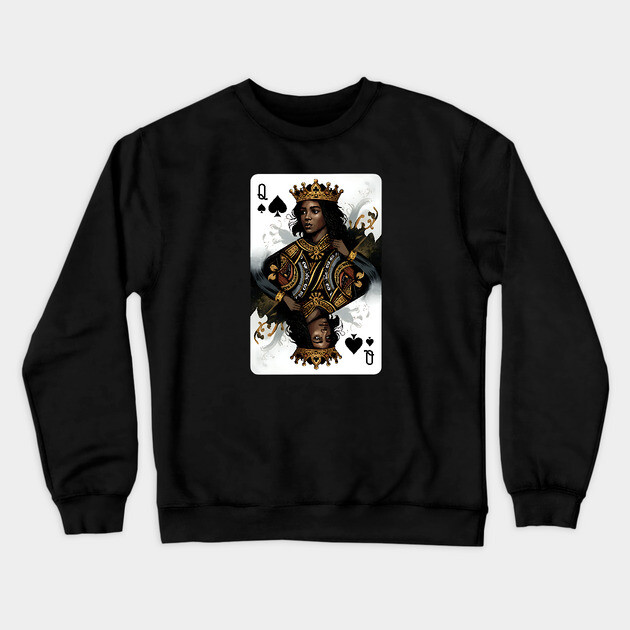 Black Queen of Spades 2 Crewneck Sweatshirt by UrbanLifeApparel