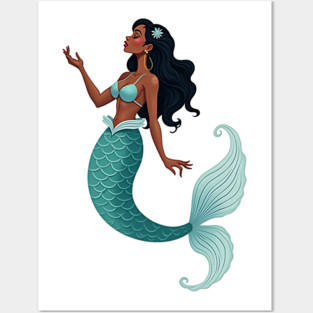 Black Mermaid Posters and Art