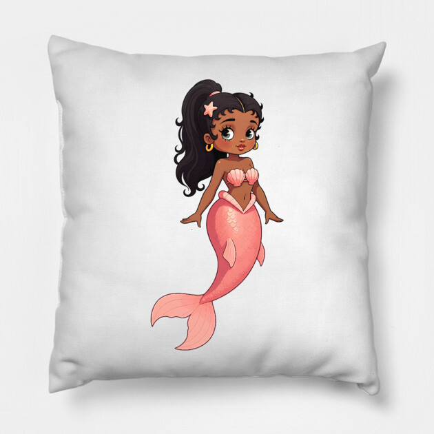 Black Girl Mermaid Pillow by UrbanLifeApparel