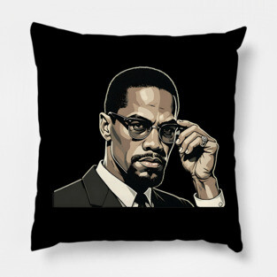 Malcolm X Portrait Pillow