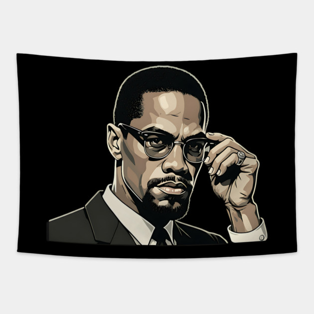 Malcolm X Portrait Tapestry by UrbanLifeApparel
