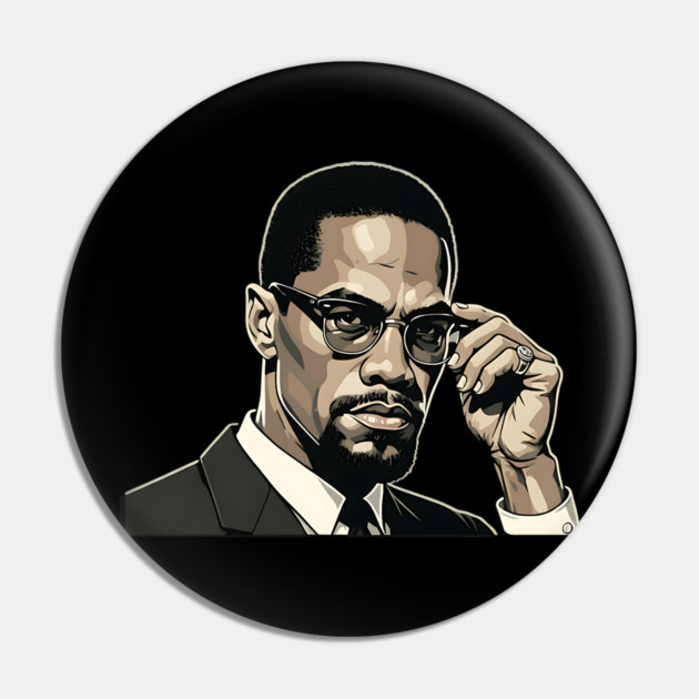 Malcolm X Portrait Pin by UrbanLifeApparel