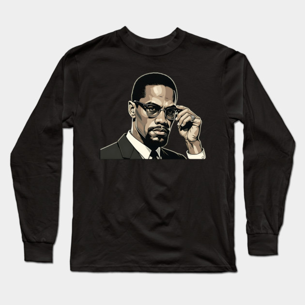 Malcolm X Portrait Long Sleeve T-Shirt by UrbanLifeApparel