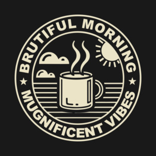 Brutiful Mornings Mugnificent Vibes Coffee Pun T-Shirt