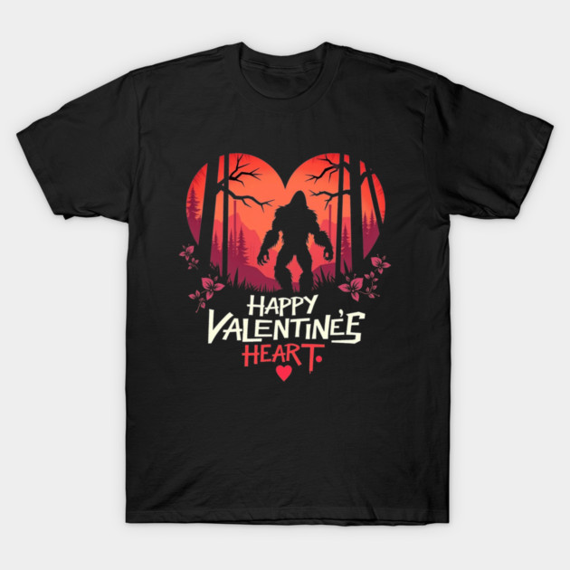 Bigfoot Heart Valentine's Day Sasquatch Love Design T-Shirt by BoldLineHorizon⭐⭐⭐⭐⭐
