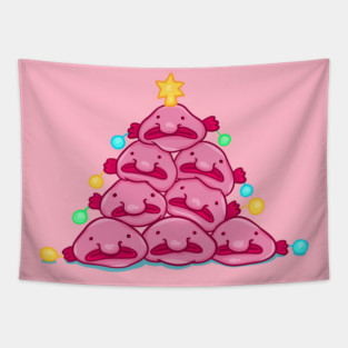 Blobfish Christmas tree Tapestry