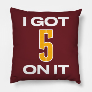Jayden Daniels I Got 5 On It White Outline Pillow