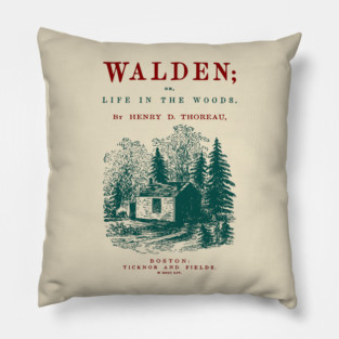 Walden by Henry David Thoreau Vintage Book Cover Art Pillow