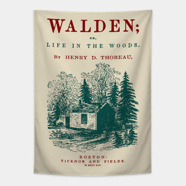 Walden by Henry David Thoreau Vintage Book Cover Art Tapestry by TuncGK