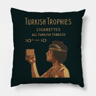 Turkish Trophies Vintage Cigarette Ad Art Pillow