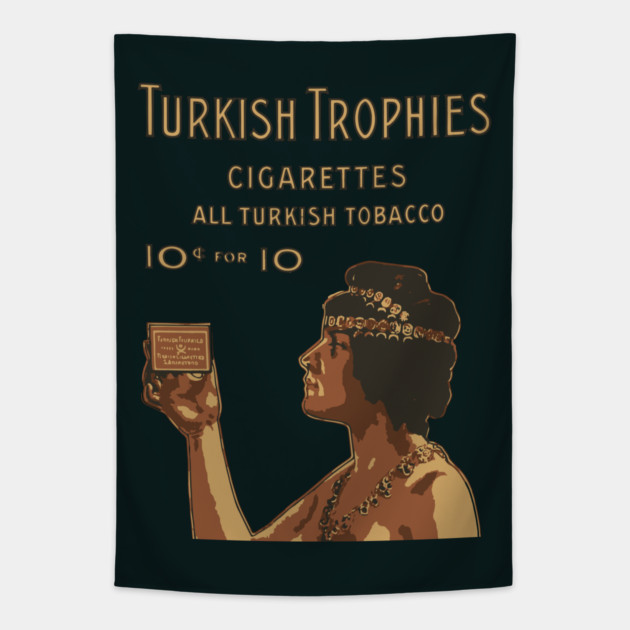 Turkish Trophies Vintage Cigarette Ad Art Tapestry by TuncGK