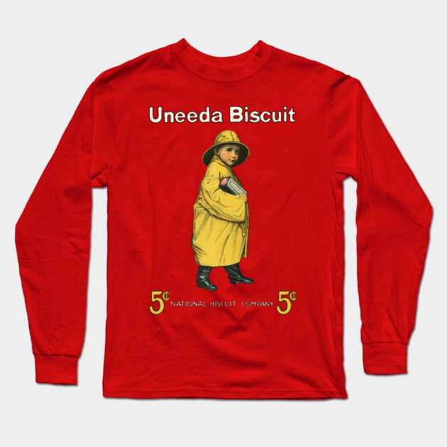 Uneeda Biscuit 5¢ Retro Advertising Art Long Sleeve T-Shirt by TuncGK