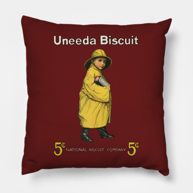 Uneeda Biscuit 5¢ Retro Advertising Art Pillow by TuncGK