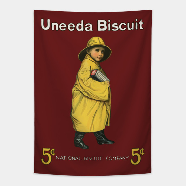 Uneeda Biscuit 5¢ Retro Advertising Art Tapestry by TuncGK