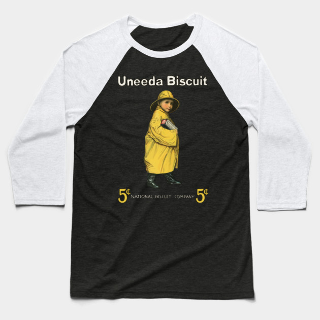 Uneeda Biscuit 5¢ Retro Advertising Art Baseball T-Shirt by TuncGK