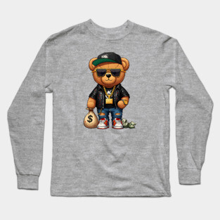 Hip-Hop Teddy Bear - Get Money Long Sleeve T-Shirt