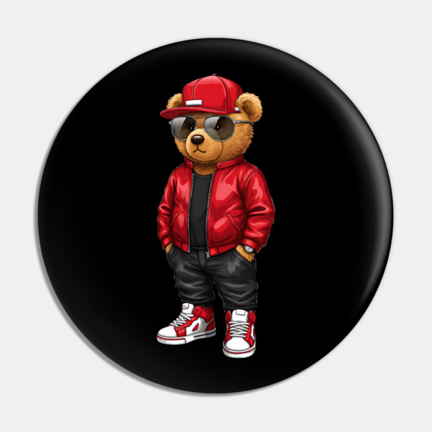 Hip-Hop Teddy Bear - Red Style Pin by UrbanLifeApparel