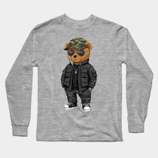 Hip-Hop Teddy Bear - Black Style Long Sleeve T-Shirt