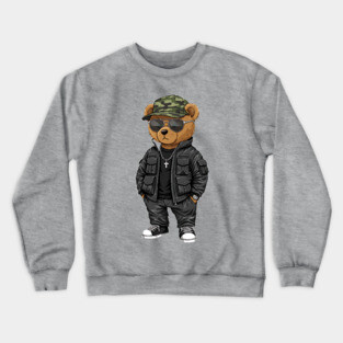 Hip-Hop Teddy Bear - Black Style Crewneck Sweatshirt